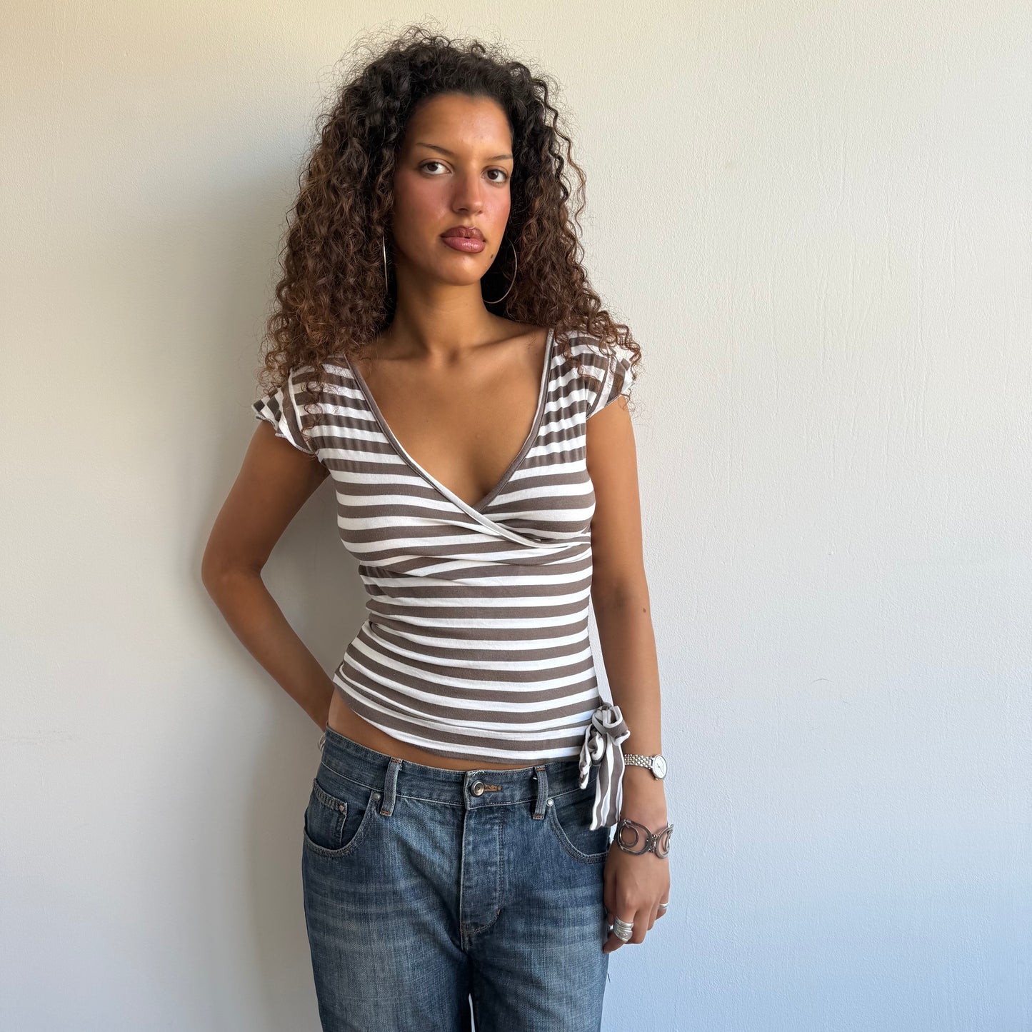 Light brown stripe top - Size S