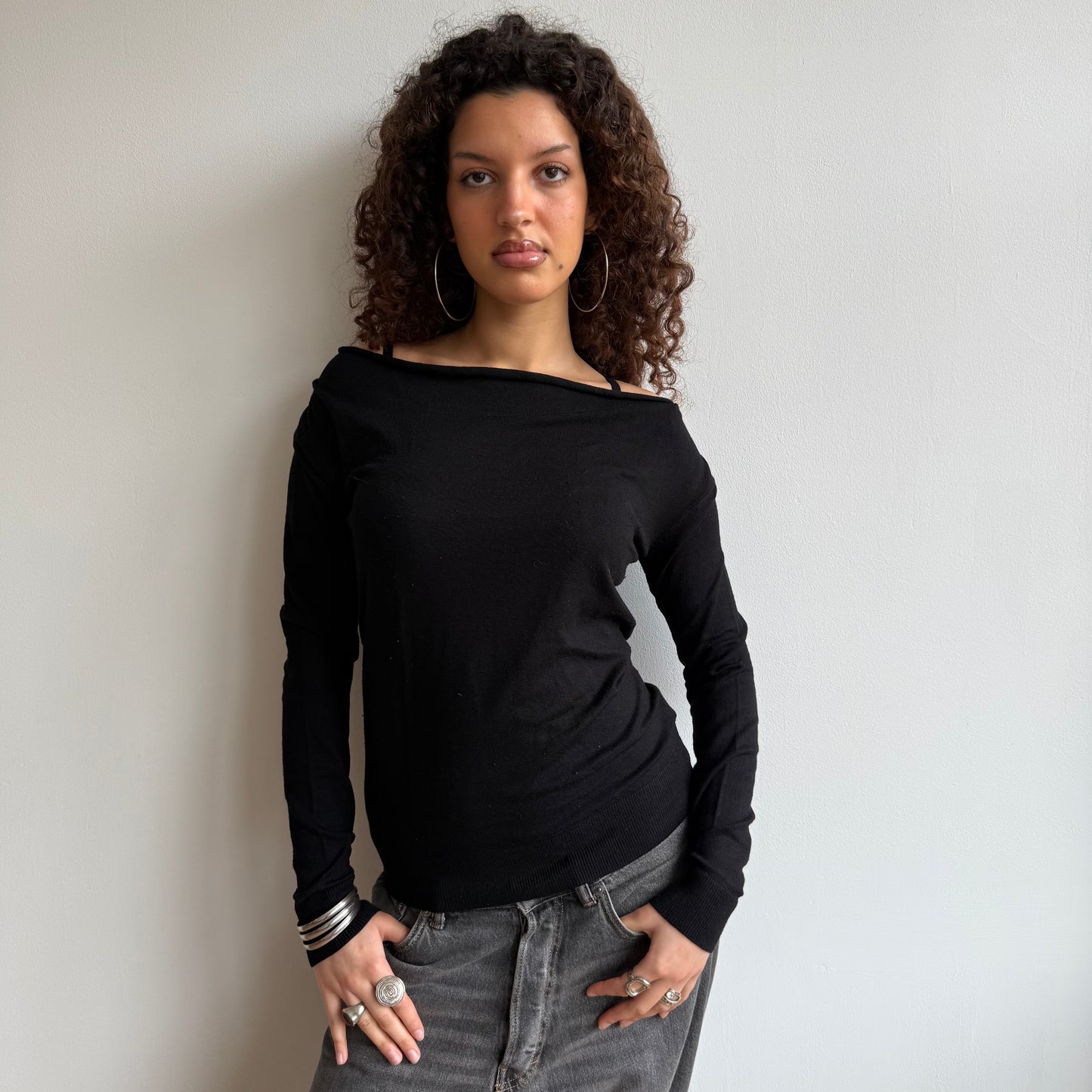Black bardot jumper - Size S