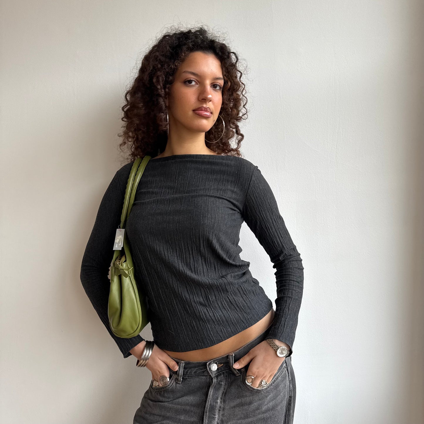 Green leather bag BWT