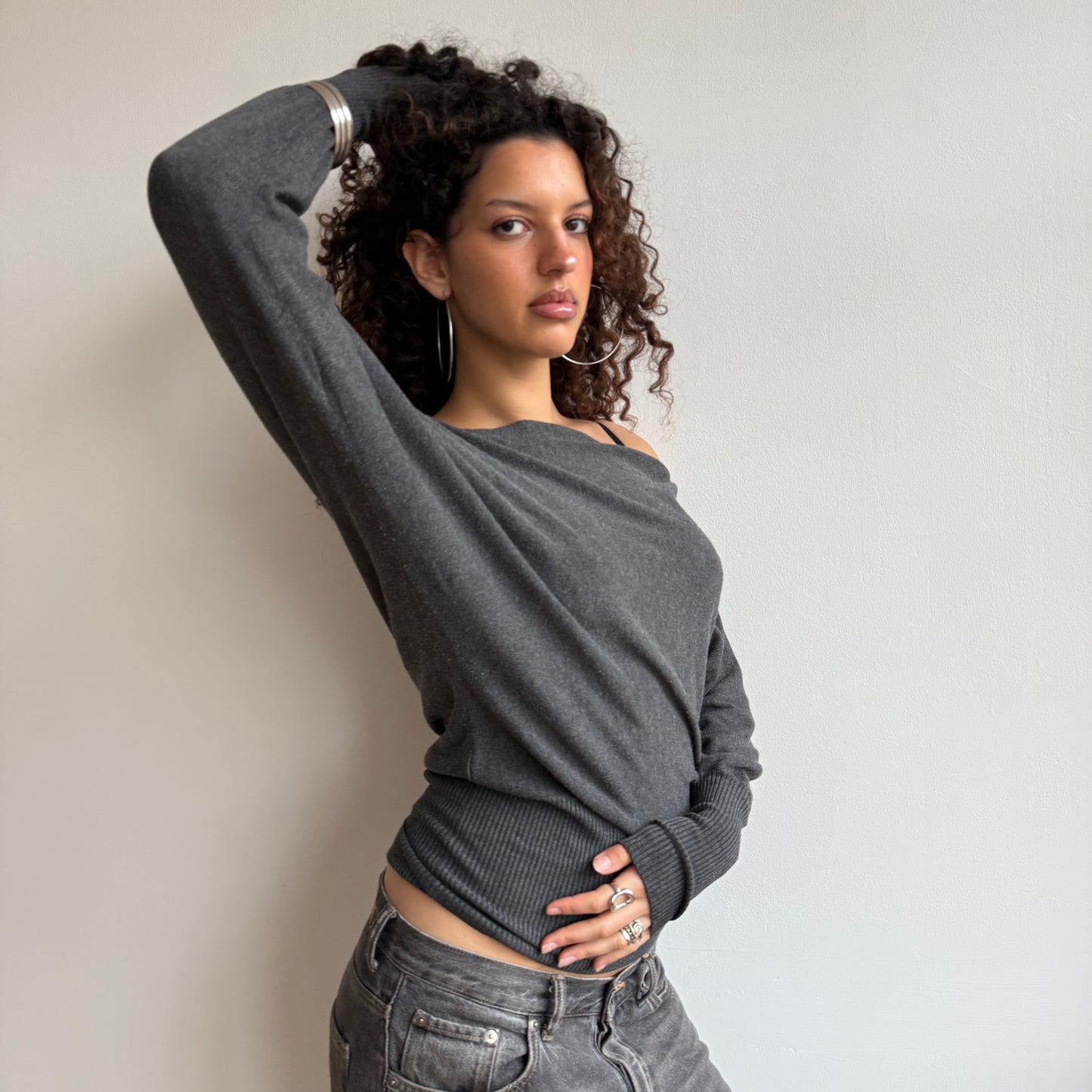 Grey slouchy knit jumper - Size S-M