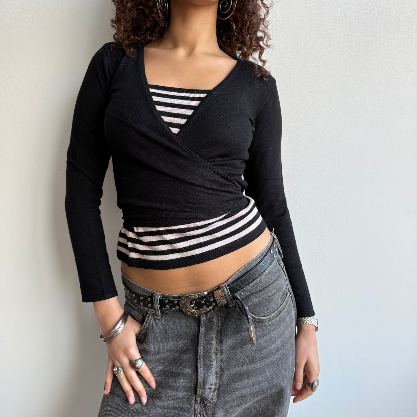 Striped ballet wrap knit - Size S