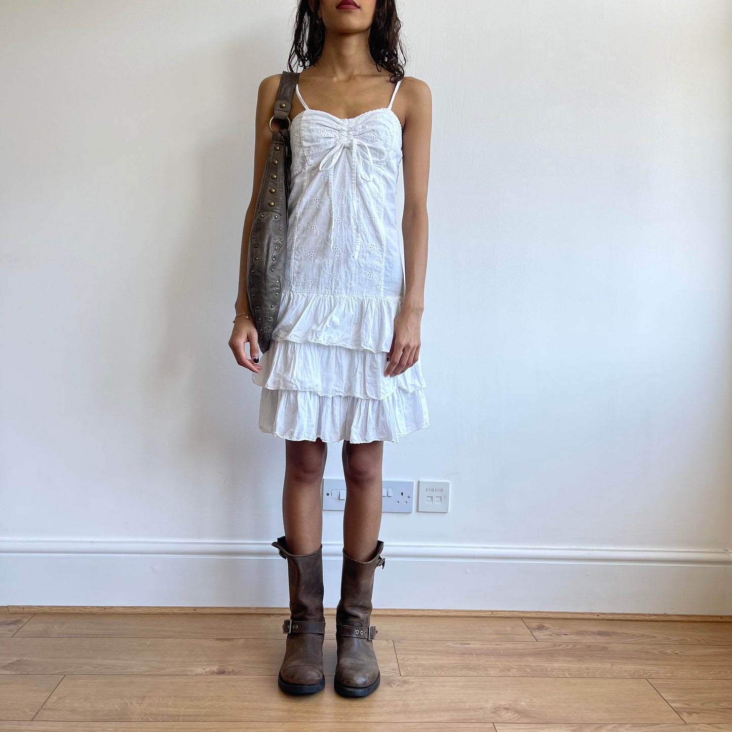 White broderie rara dress - Size S