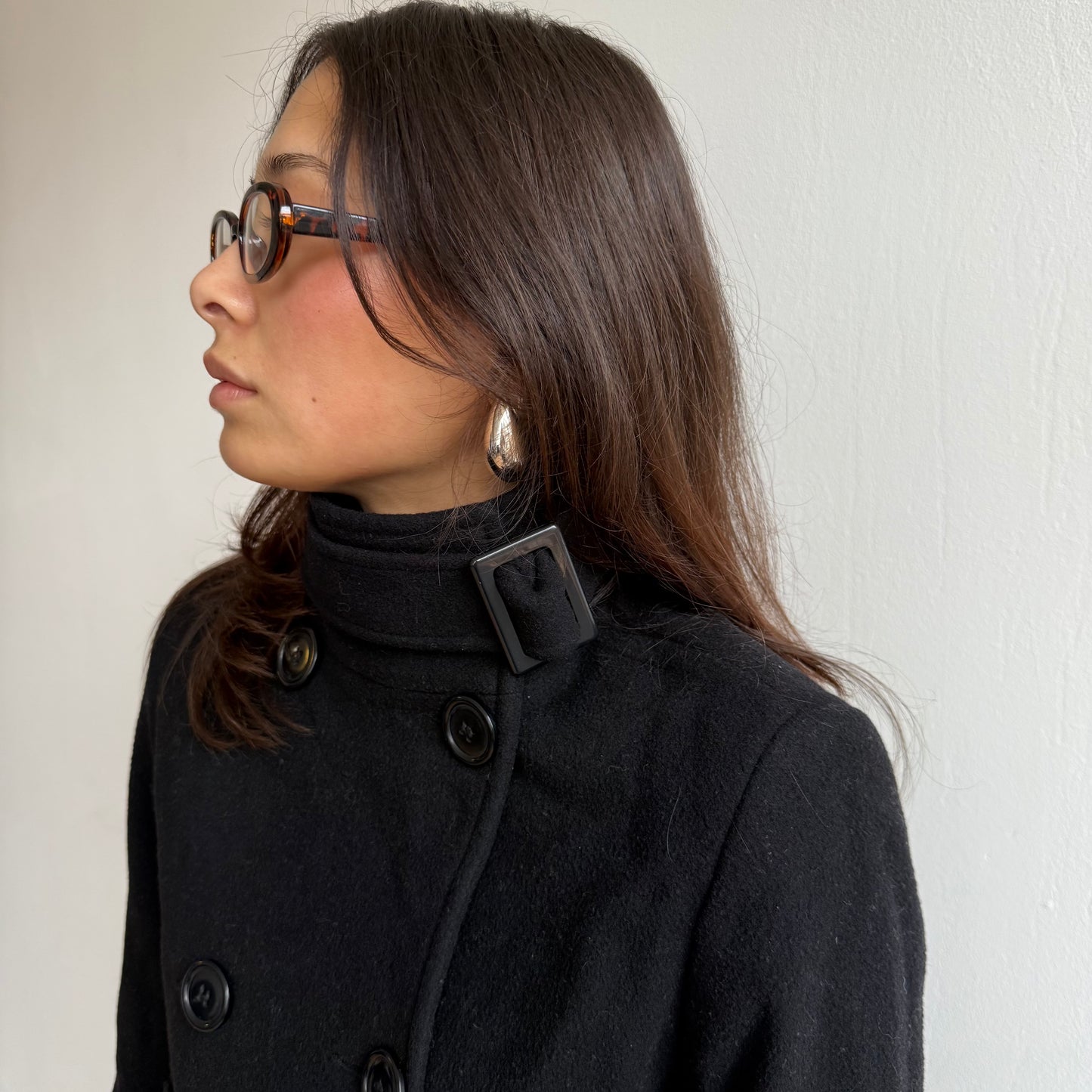 Black buckle peacoat - Size S