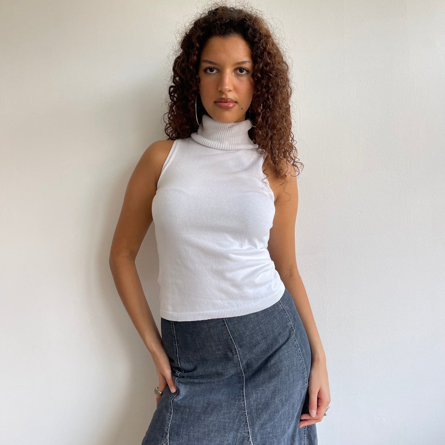 White button roll neck - Size S