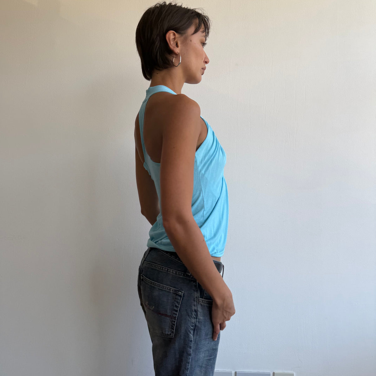 Blue v-neck tank top - Size S
