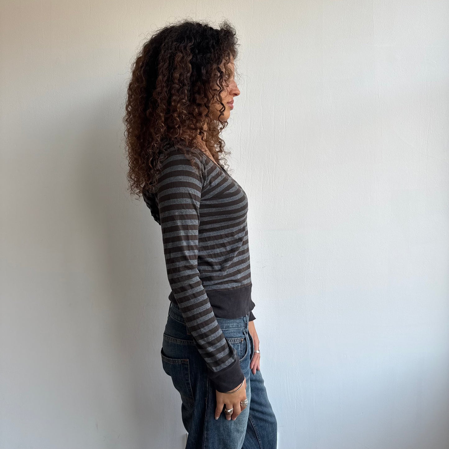 Striped hooded top - Size S/M