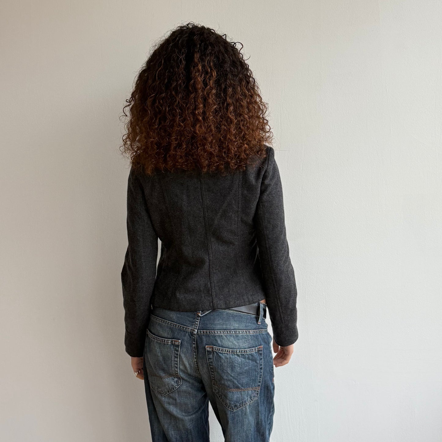 Grey asymmetric peacoat - Size S