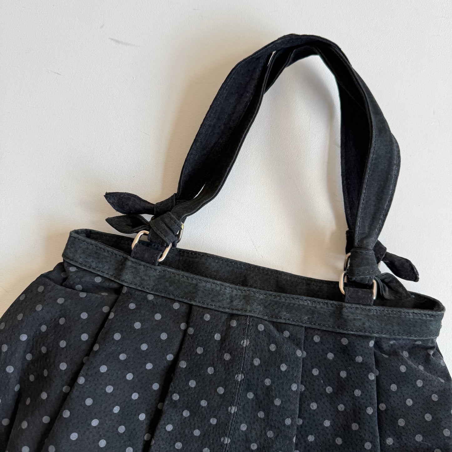 Suede polka dot bag