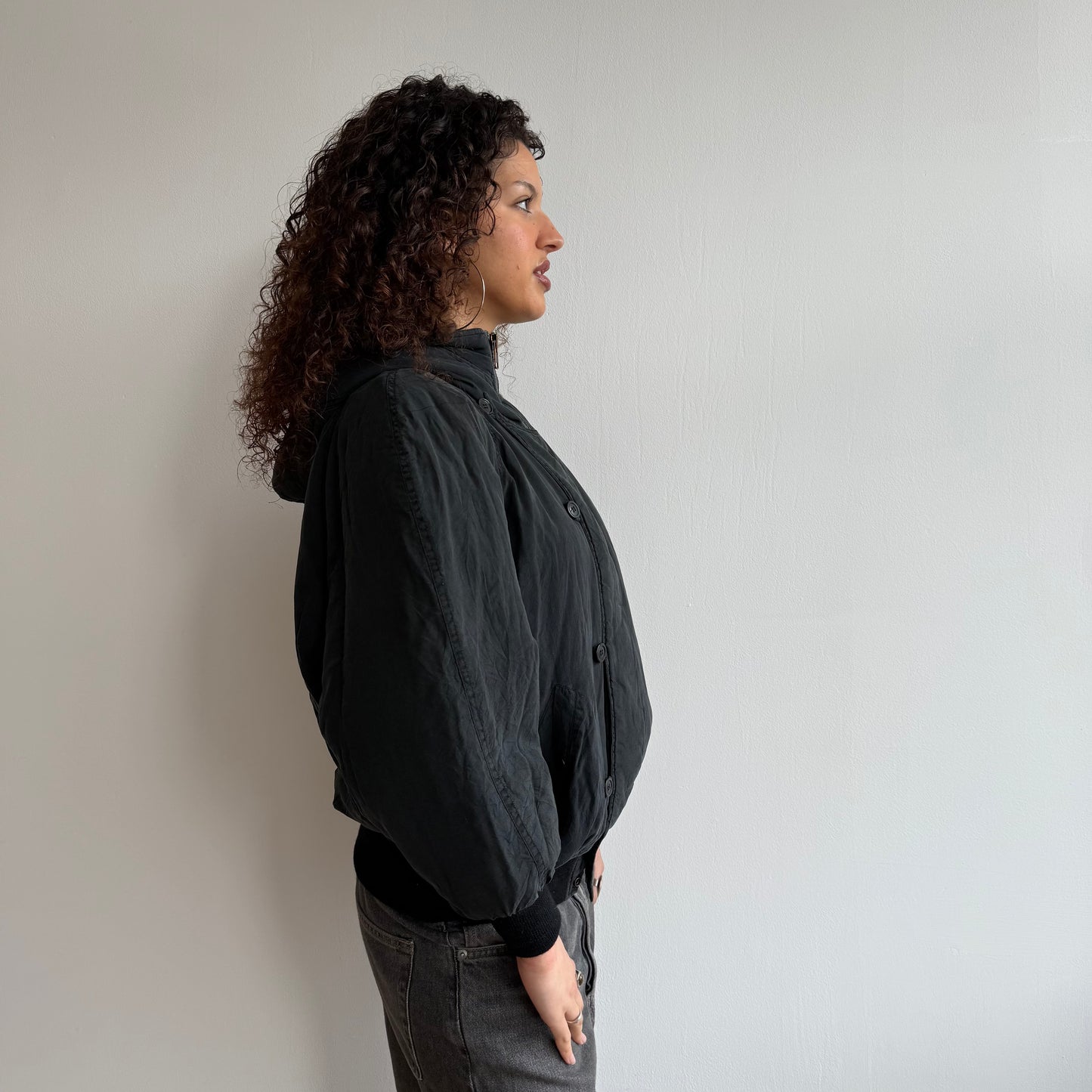 Black silk bomber jacket - Size M