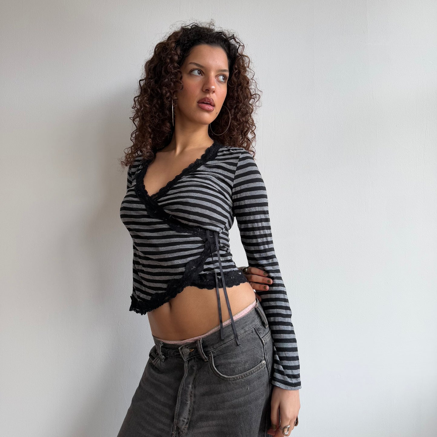 Striped ballet wrap top - Size S
