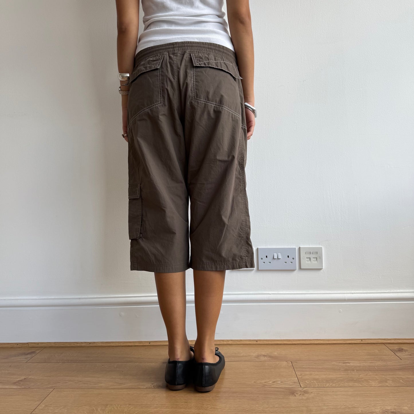 Brown Adidas logo capris - Size S