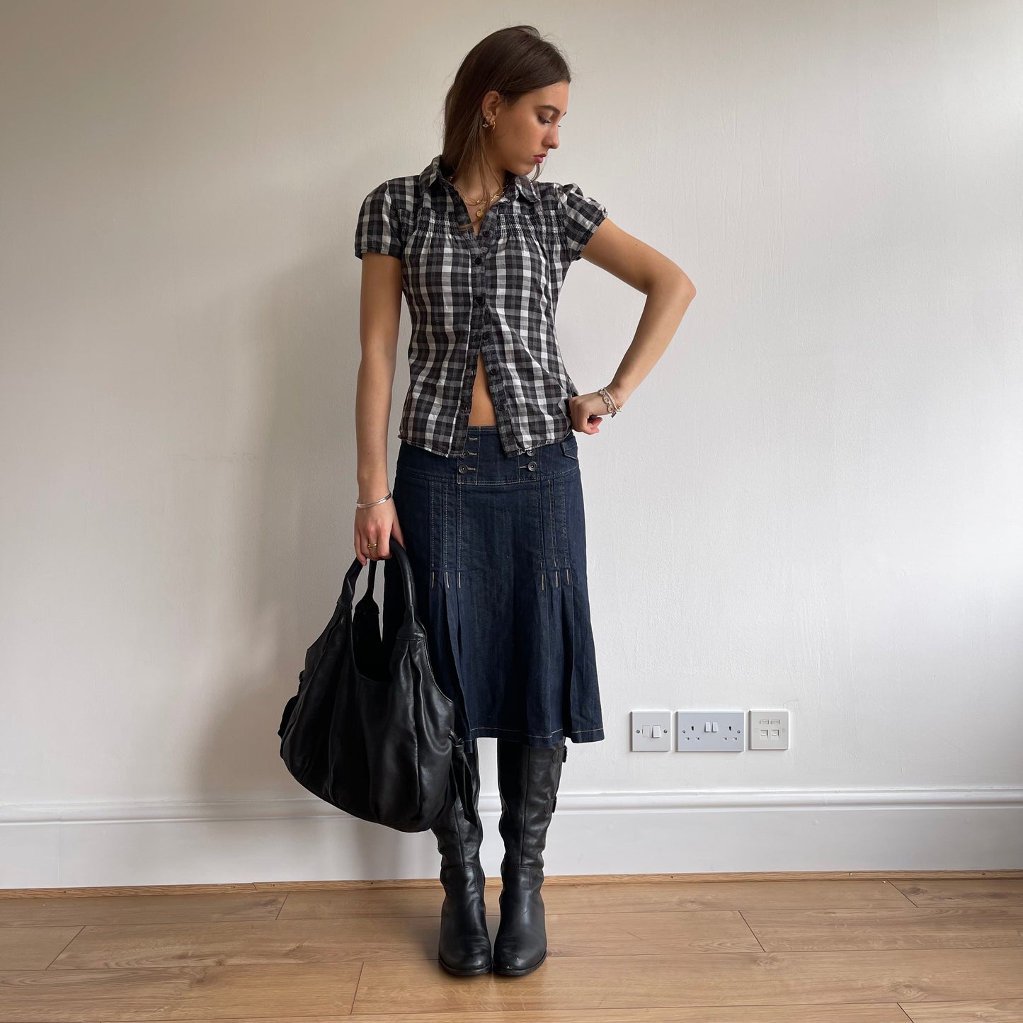 Denim pleat midi skirt - Size S/M