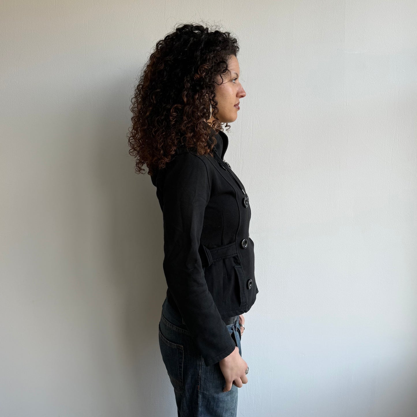 Black peacoat hooded jumper - Size S