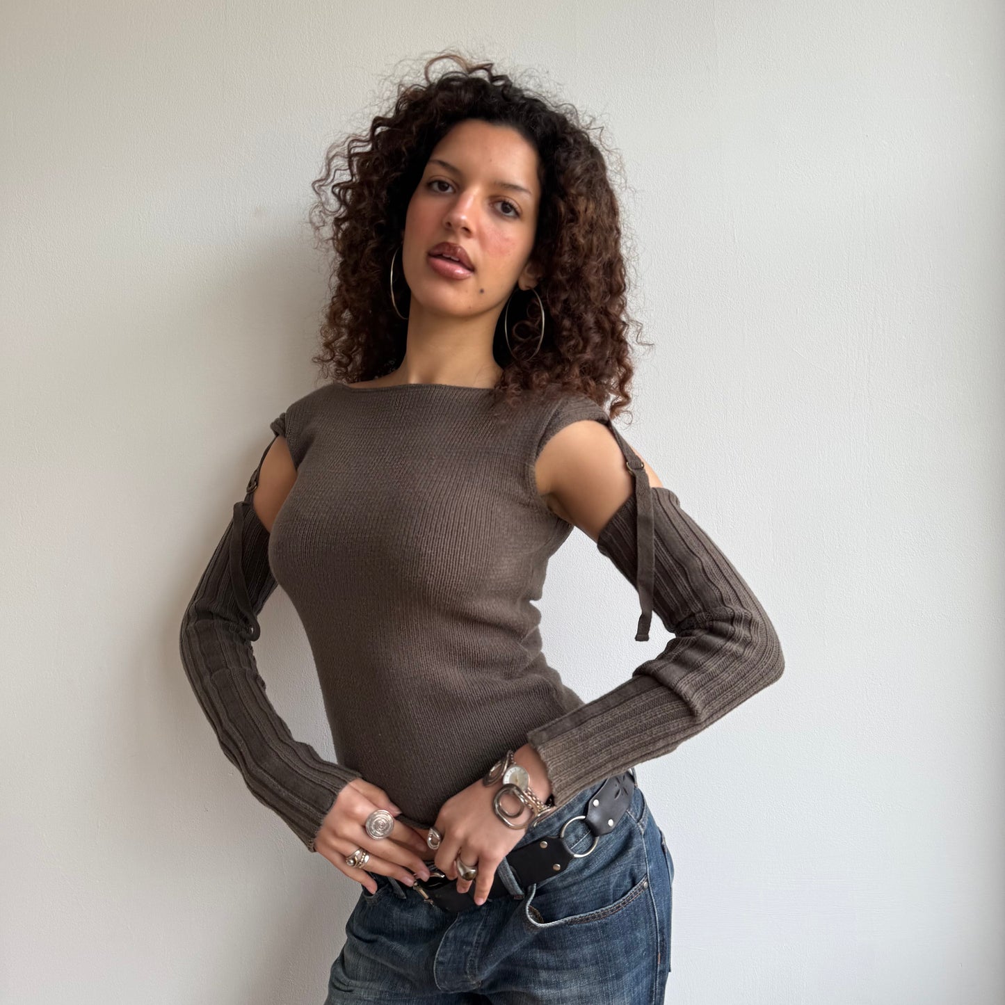 Khaki sleeveless knit - Size S