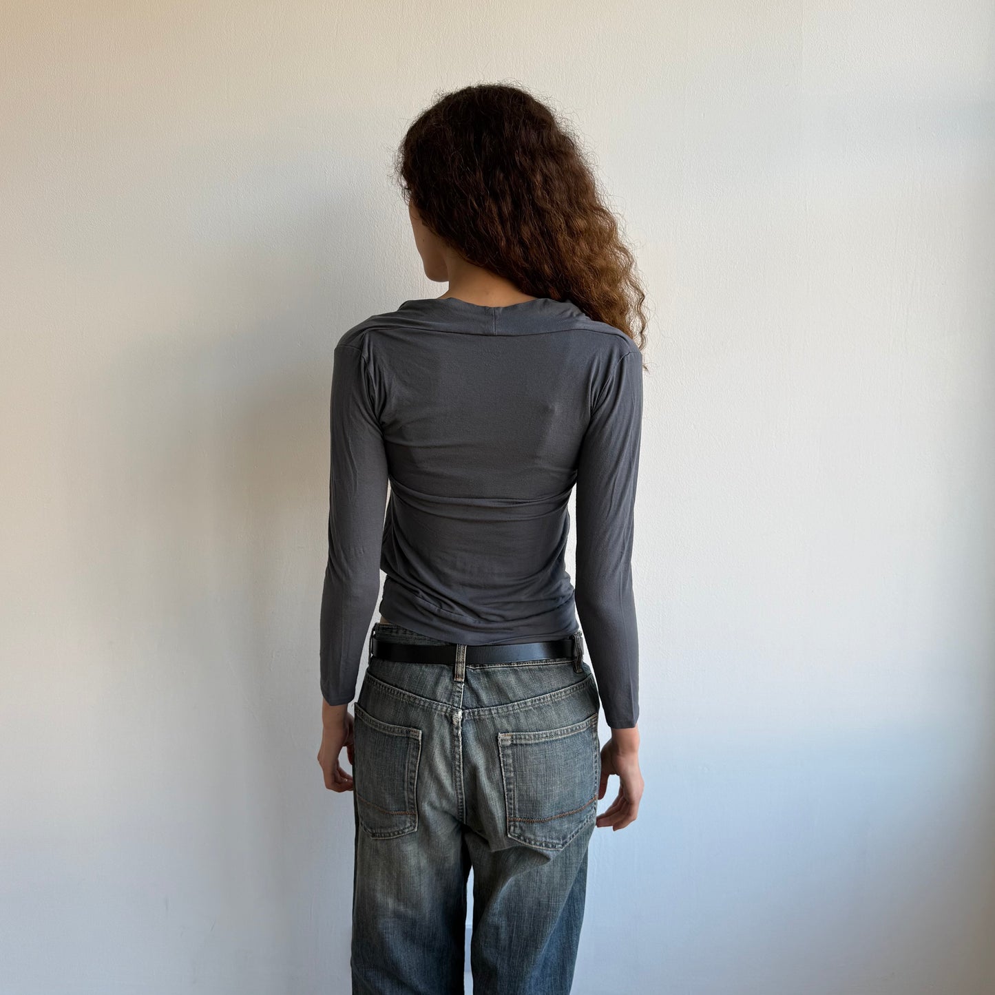 Blue/grey double layer cowl top - Size M