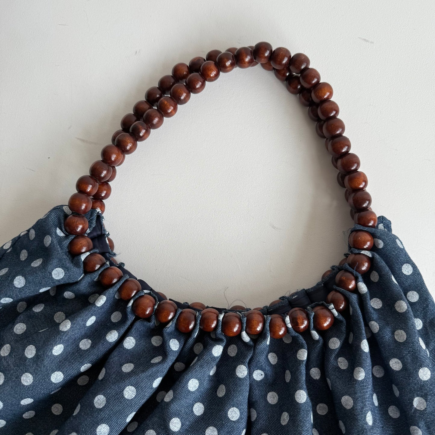 Blue polka dot beaded bag