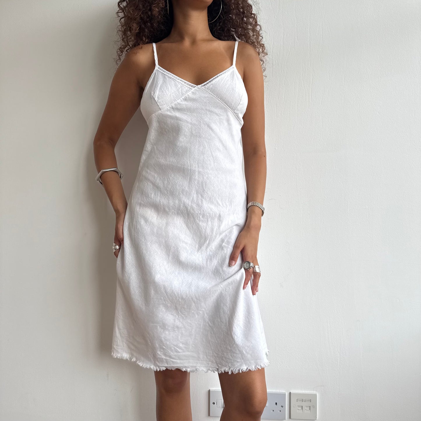 White linen midi dress - Size S