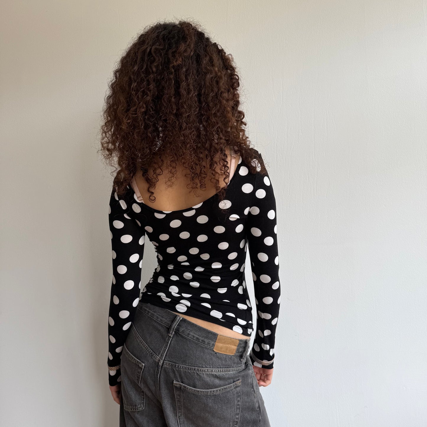 Black and white polka dot top - Size S
