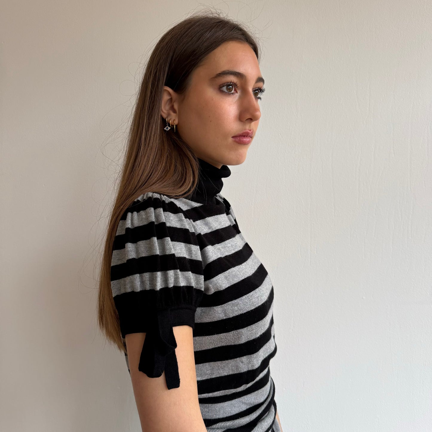 Grey stripe roll neck - Size M
