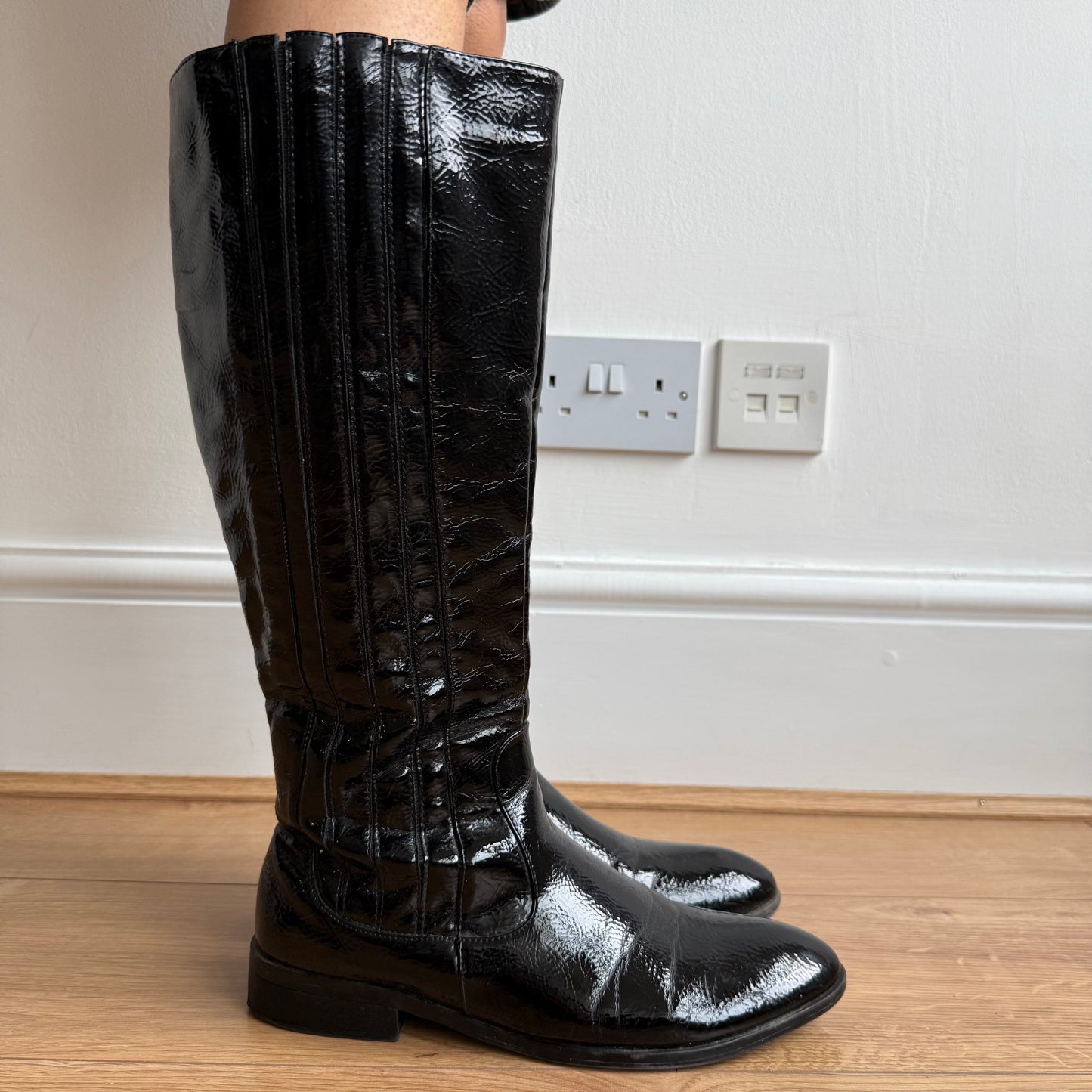 Black PVC boots - Size UK6.5