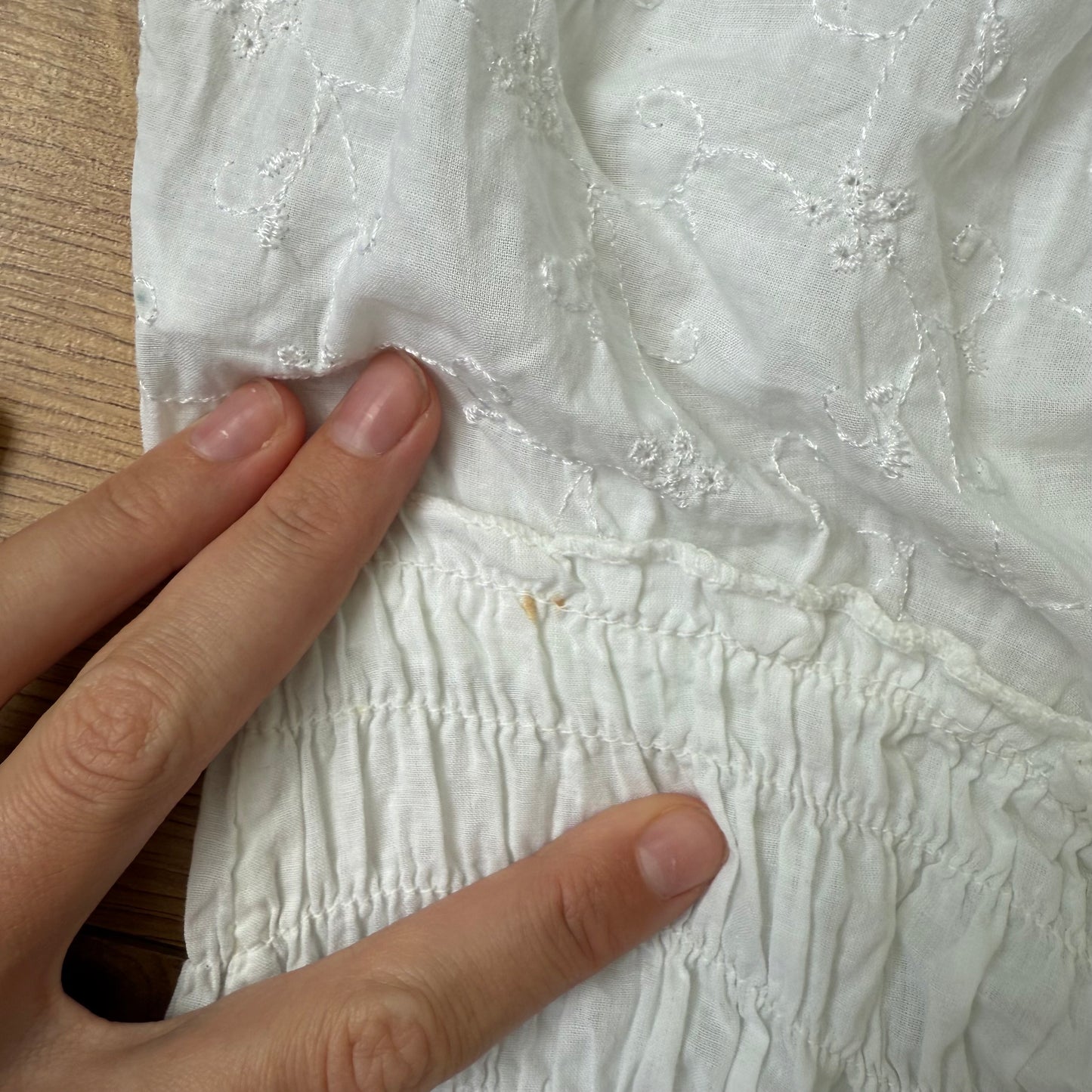 White broderie milkmaid top - Size S