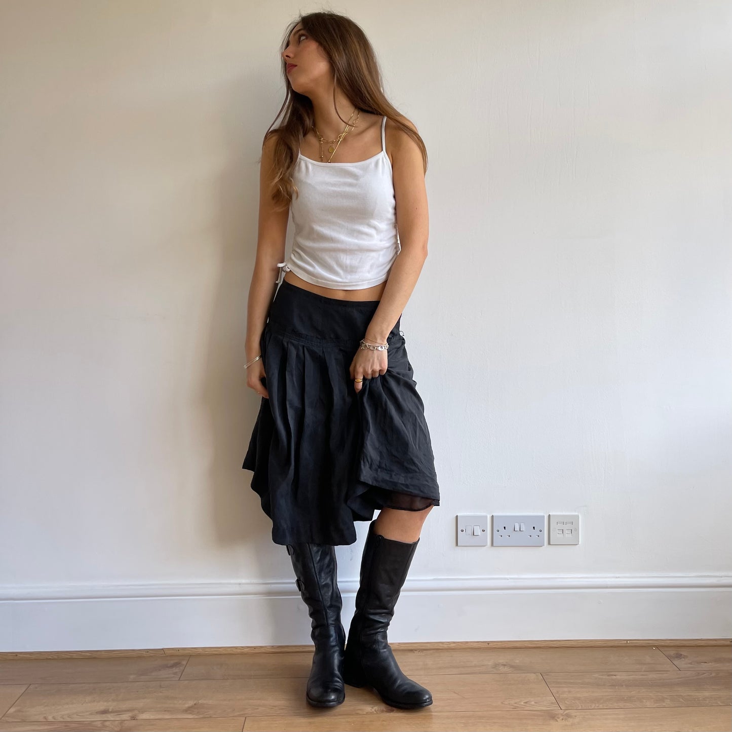 Grey cupro pleat skirt - Size M