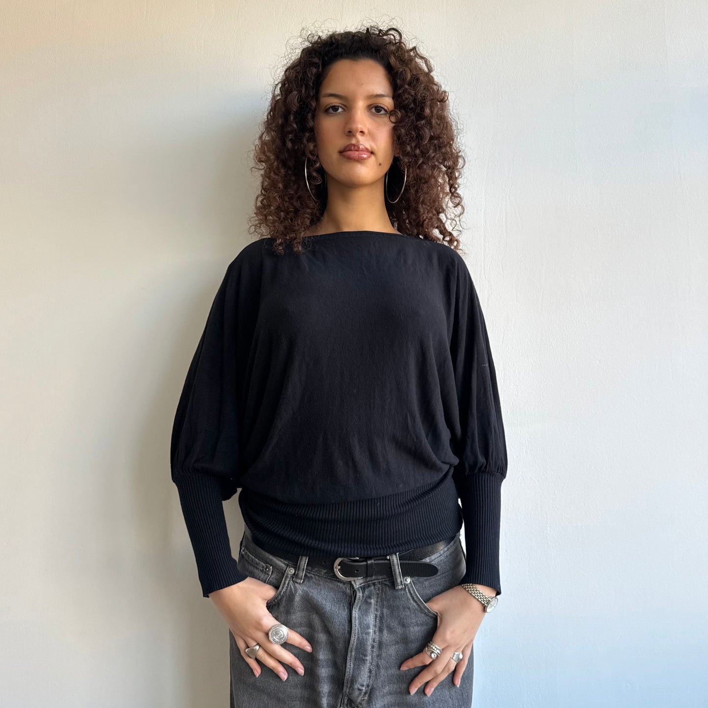 Black slouchy knit - One Size
