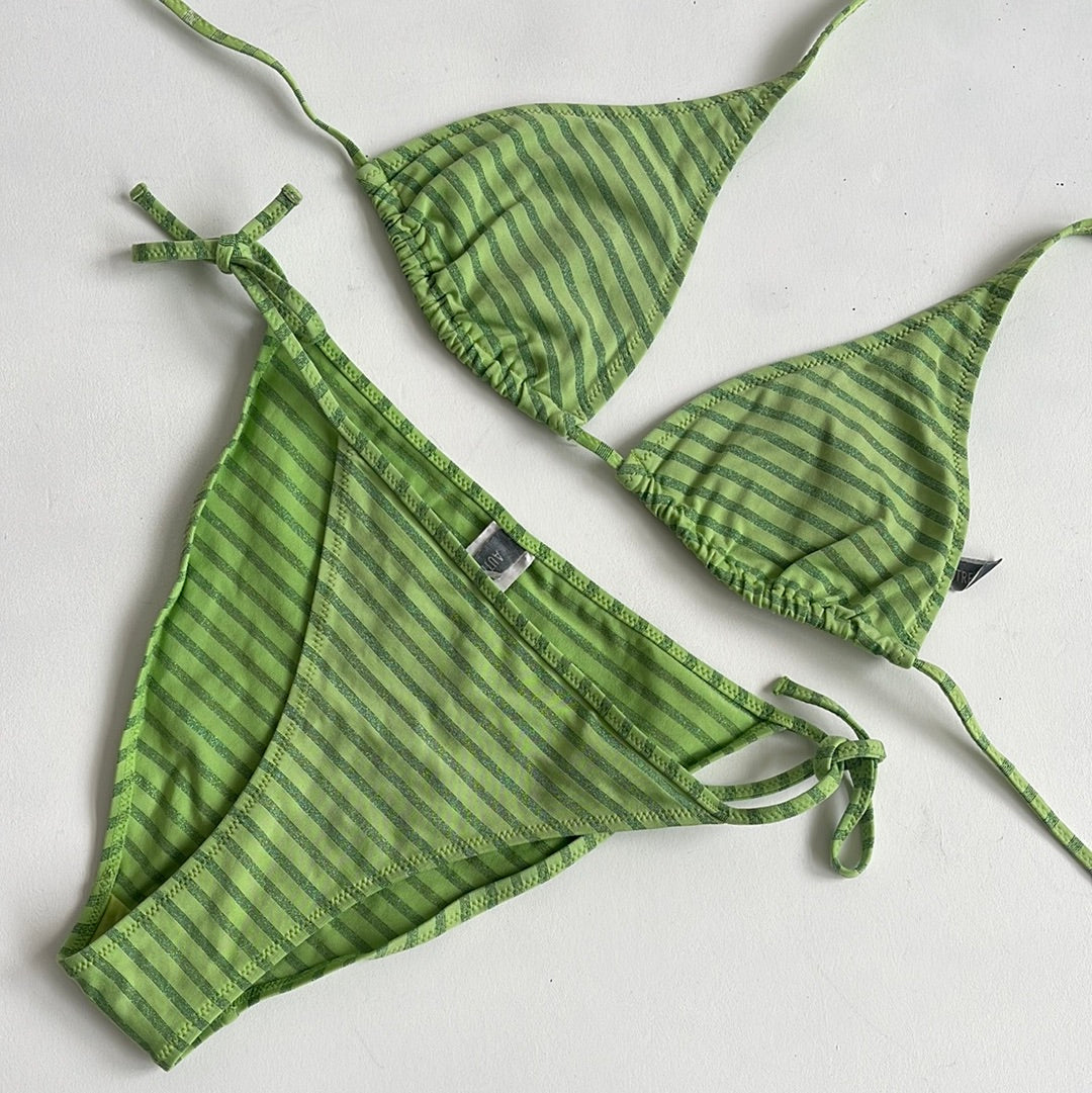 Green stripe bikini - Size M