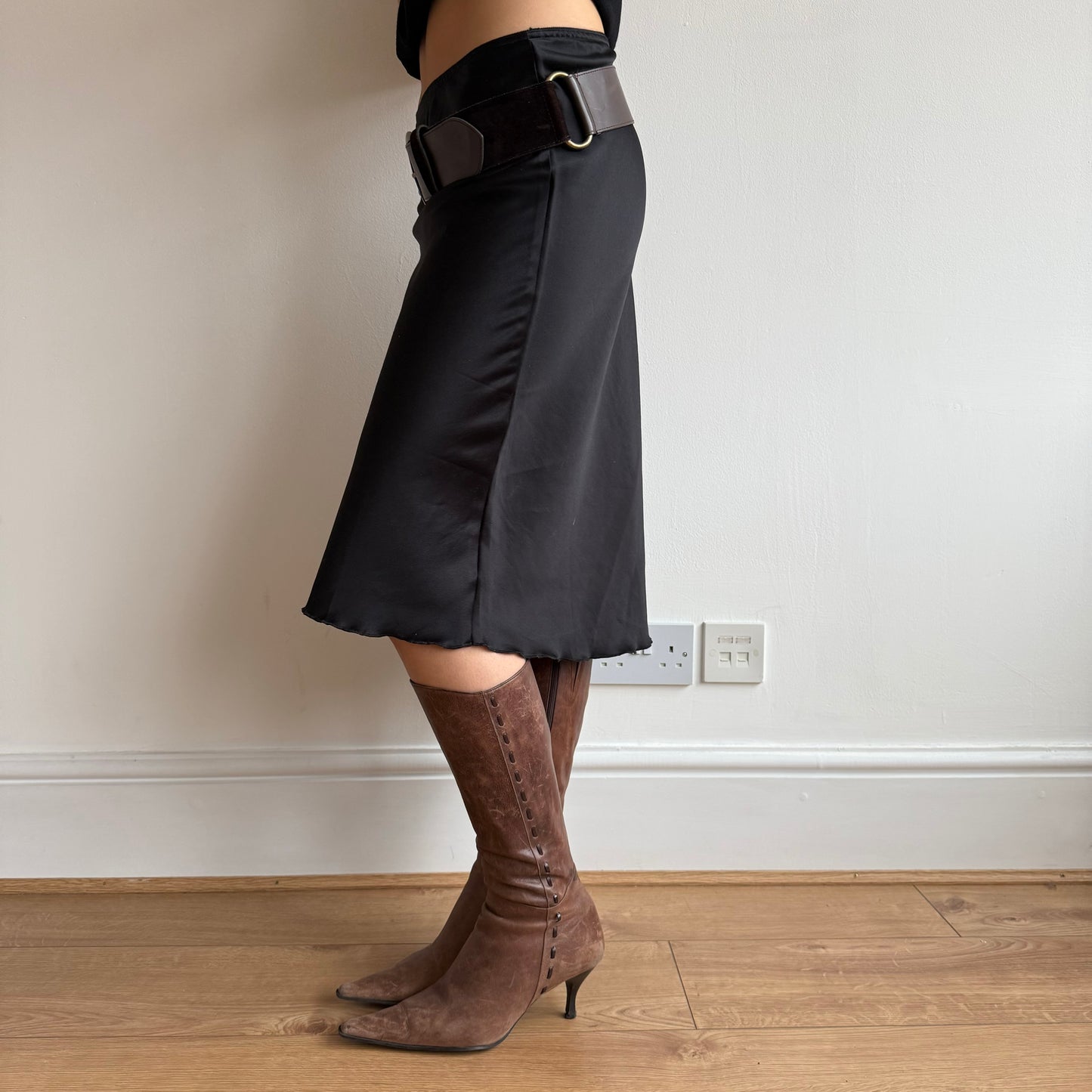 Brown bi-material belt - Size S