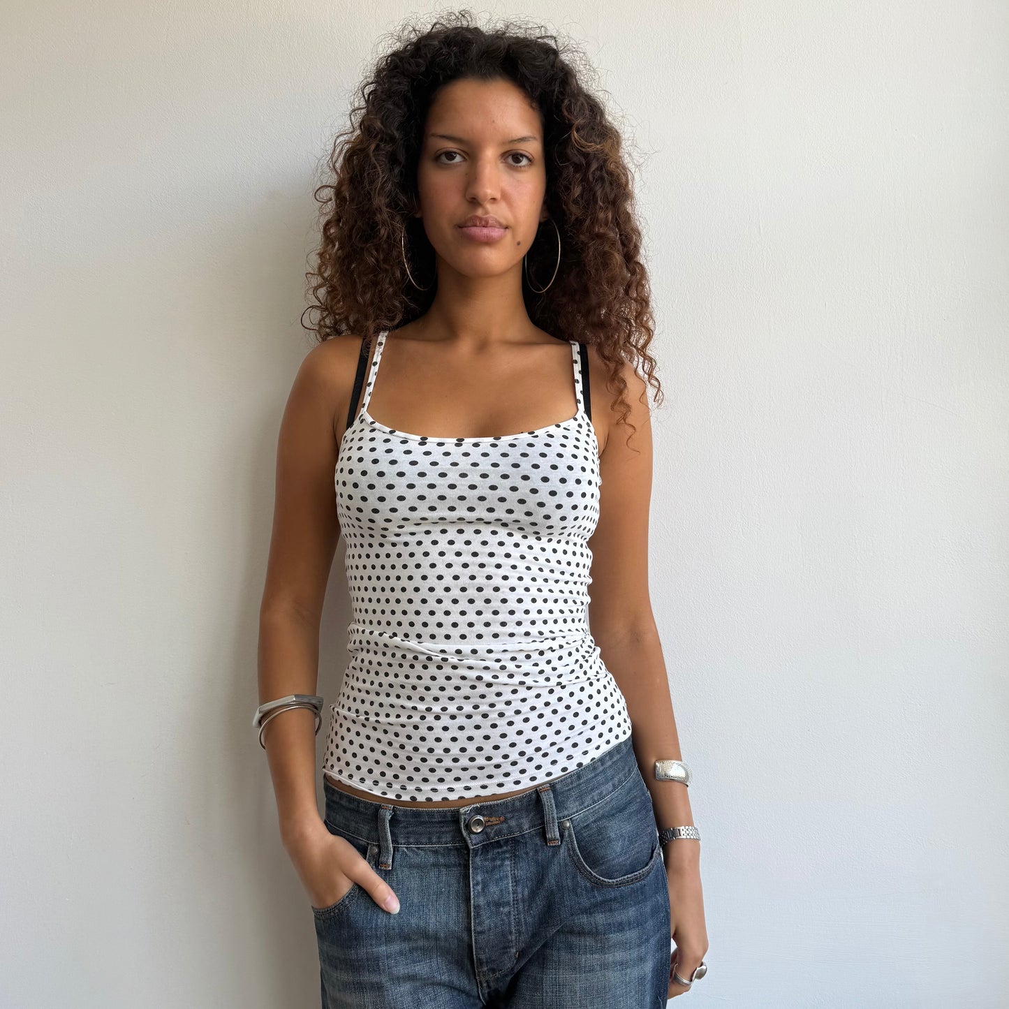 White polka dot cami - Size S