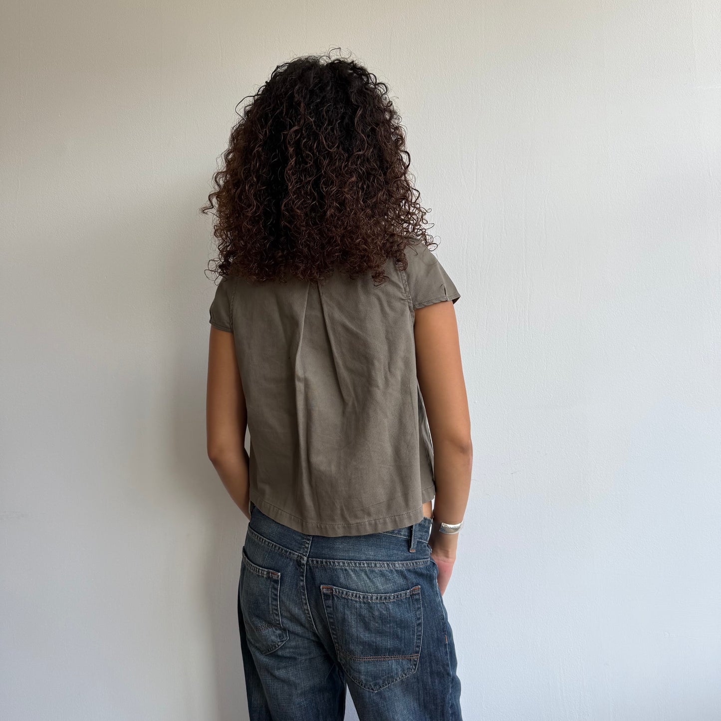 Khaki short sleeve peacoat - Size S