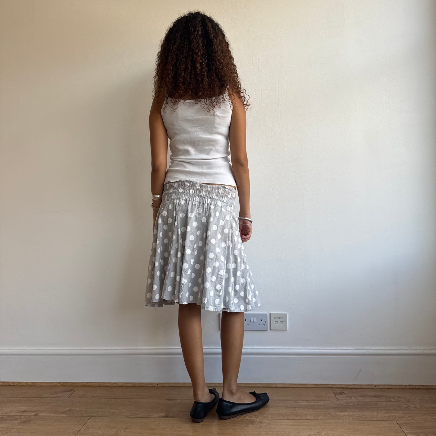 Light grey polka dot midi skirt - Size S