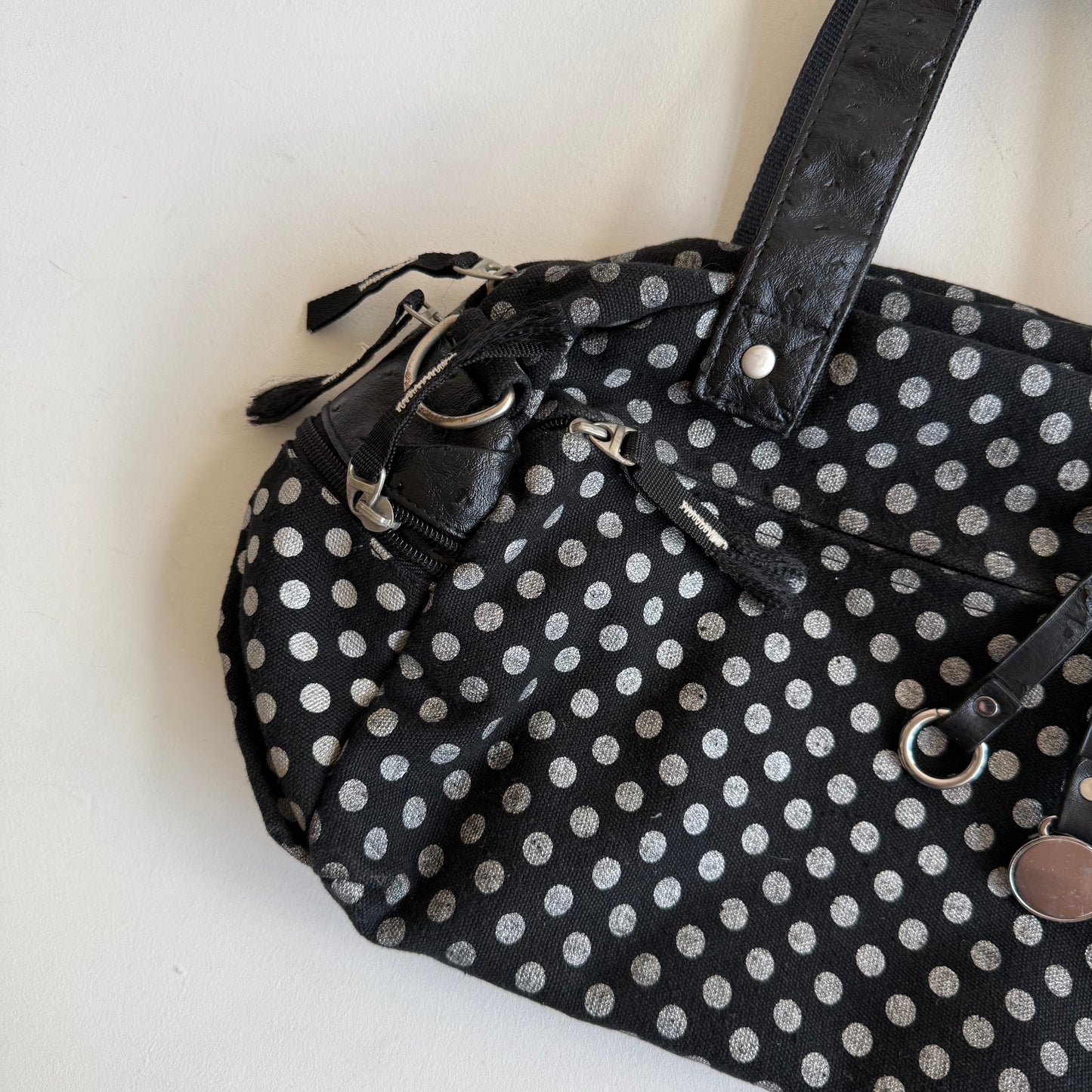 Polka dot bowler bag