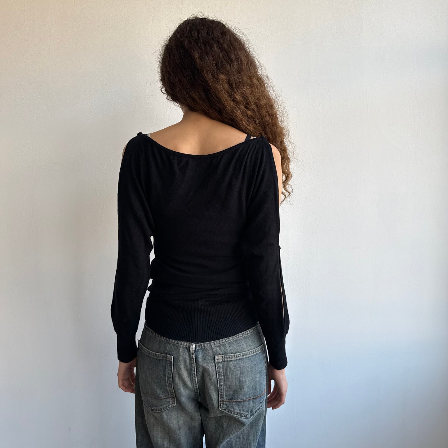 Black open arm button knit - Size S/M