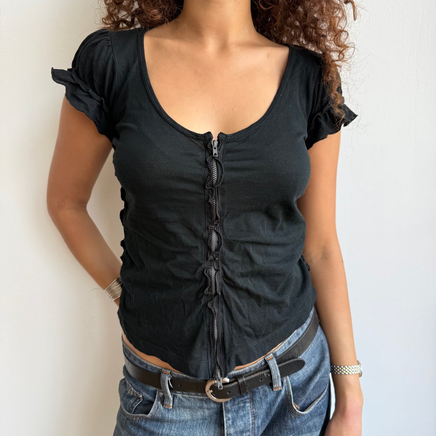 Black Cop Copine ruched top - Size S/M