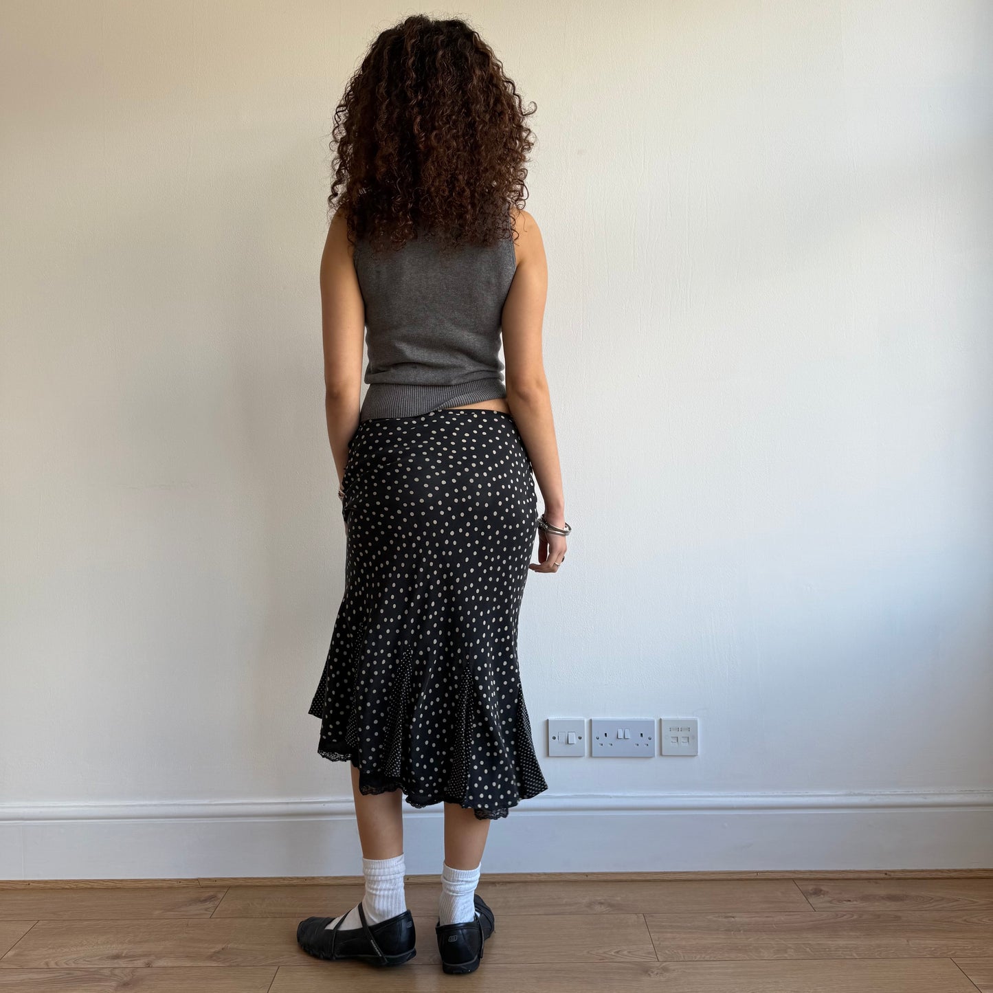 Silk polka dot midi skirt - Size S