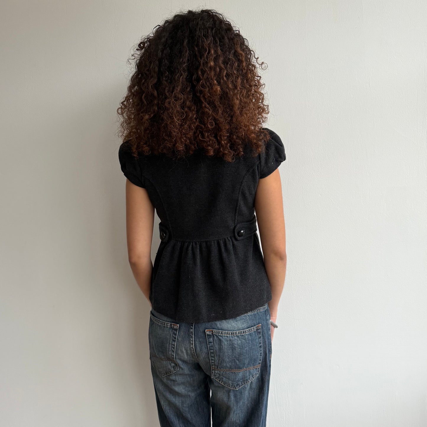 Charcoal short sleeve peacoat - Size S/M