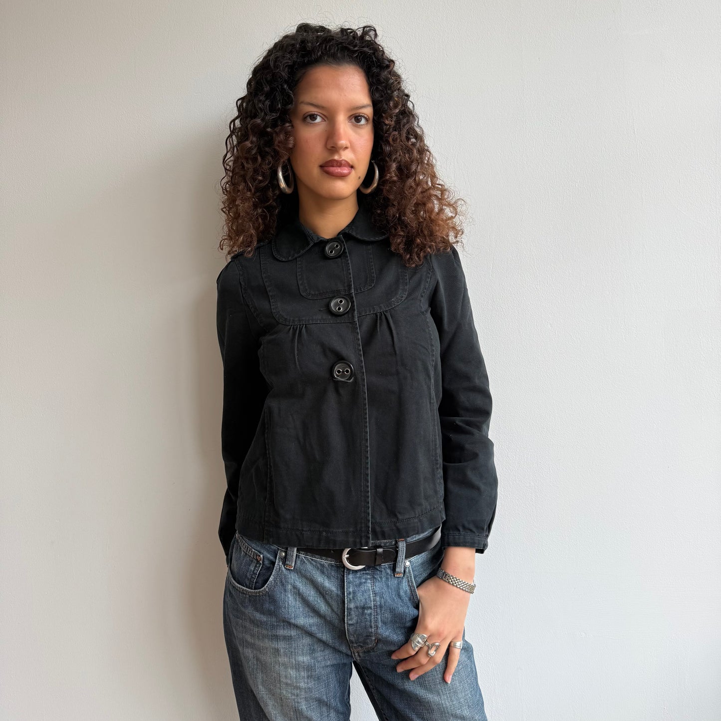 Black 3 button peacoat - Size S/M
