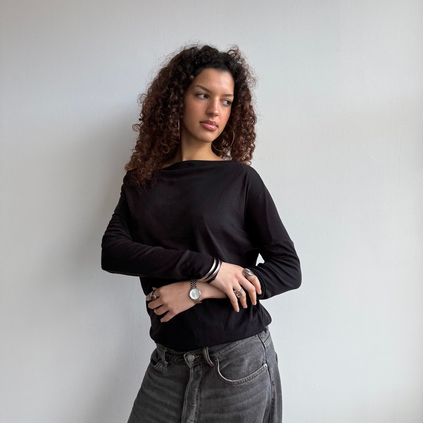 Black cowl neck top - Size S/M