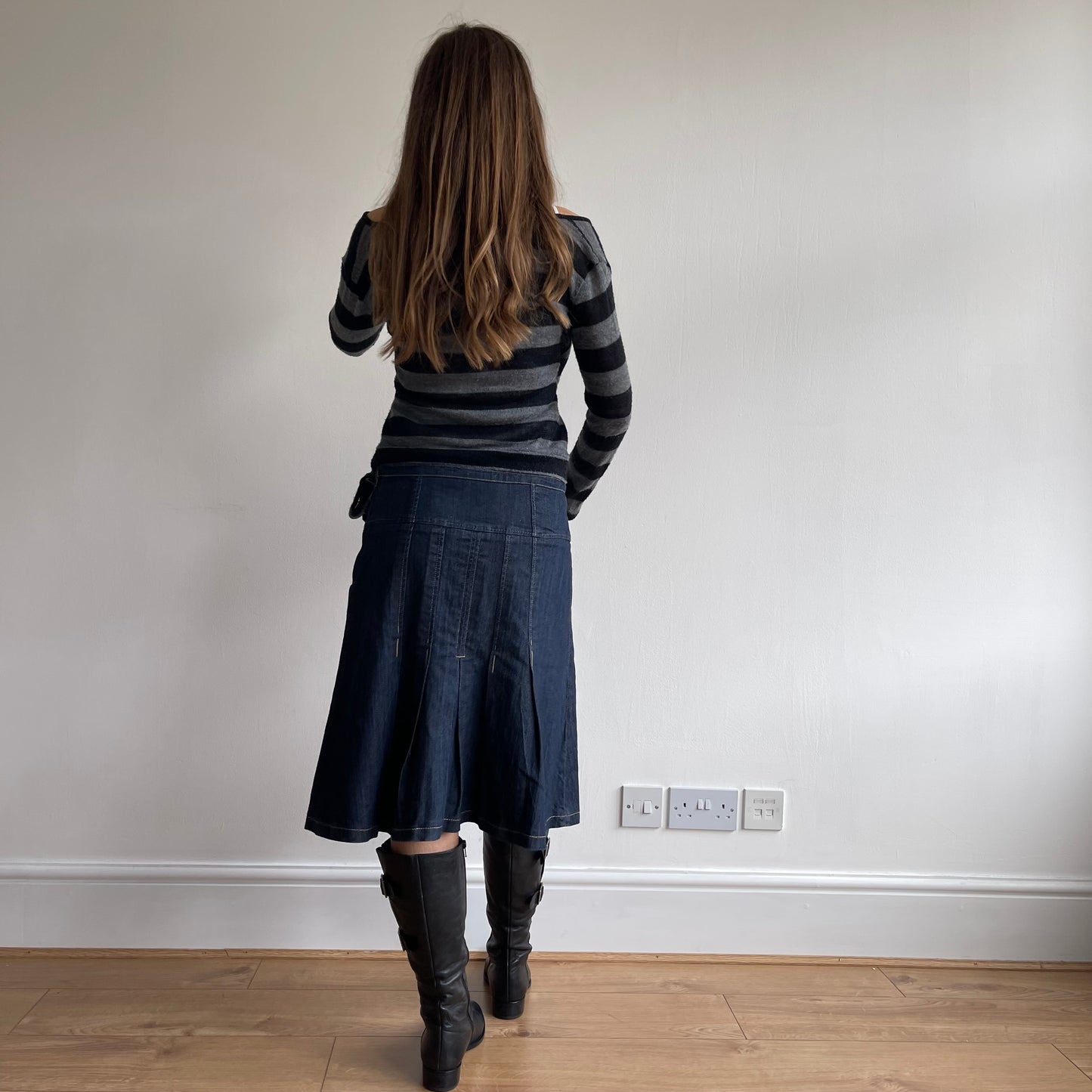 Black grey stripe ballet knit - Size M