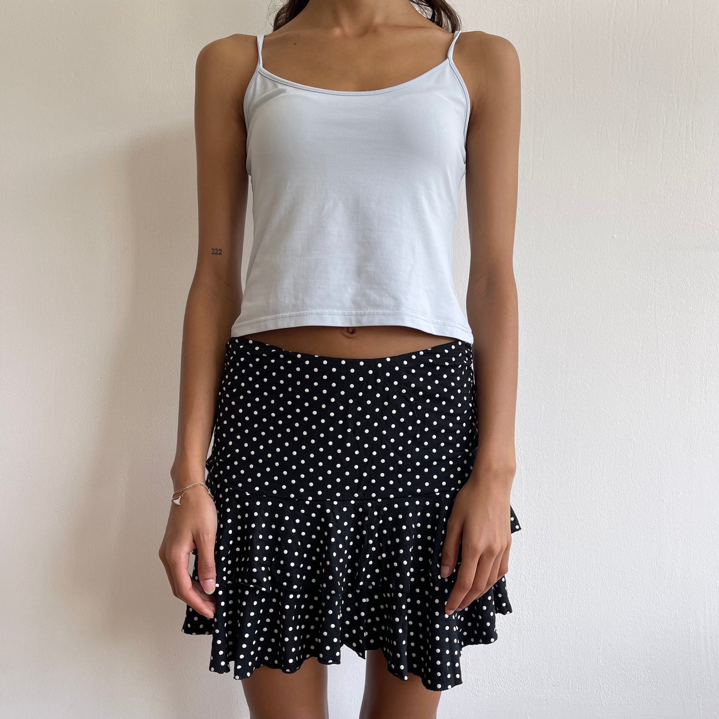 Black polka dot rara skirt - Size S