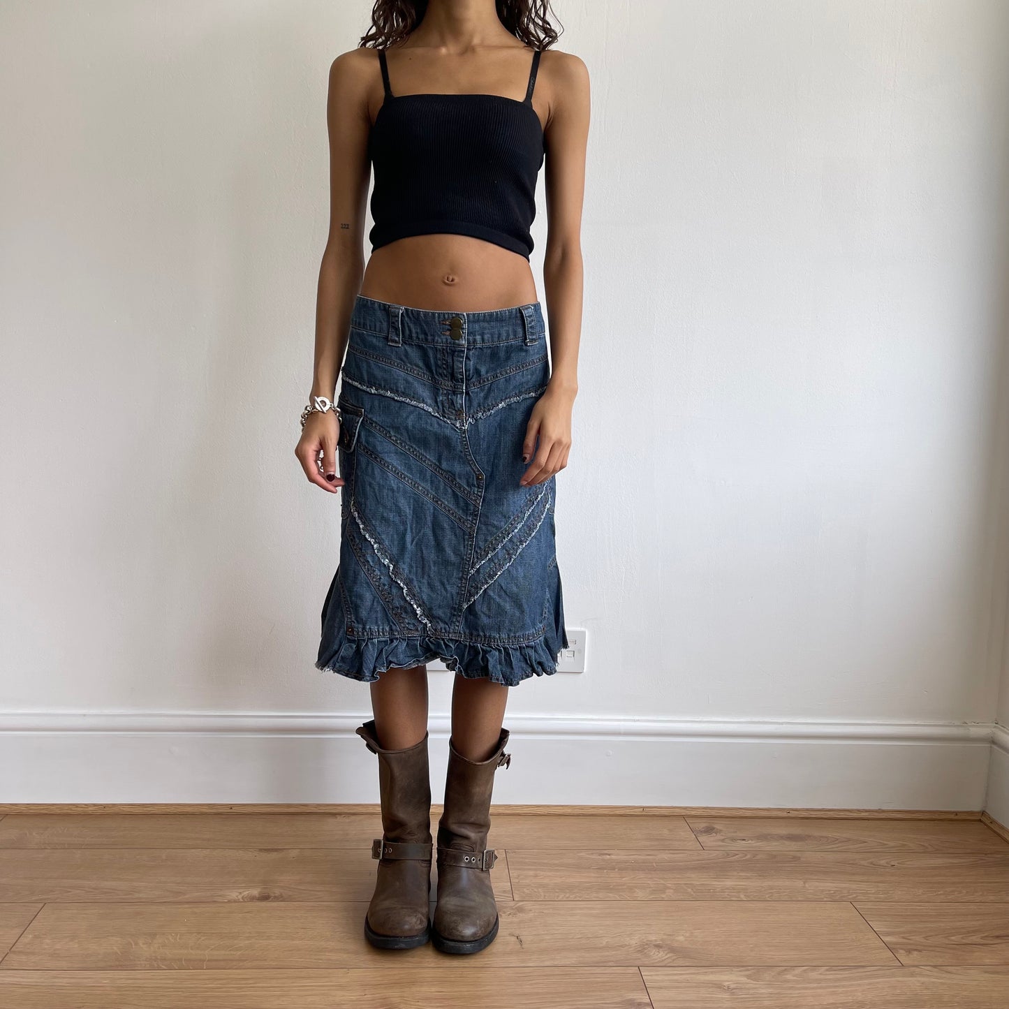 Denim patchwork midi skirt - Size S