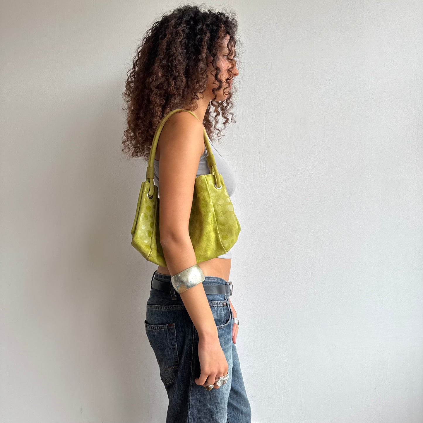 Green polka dot bag