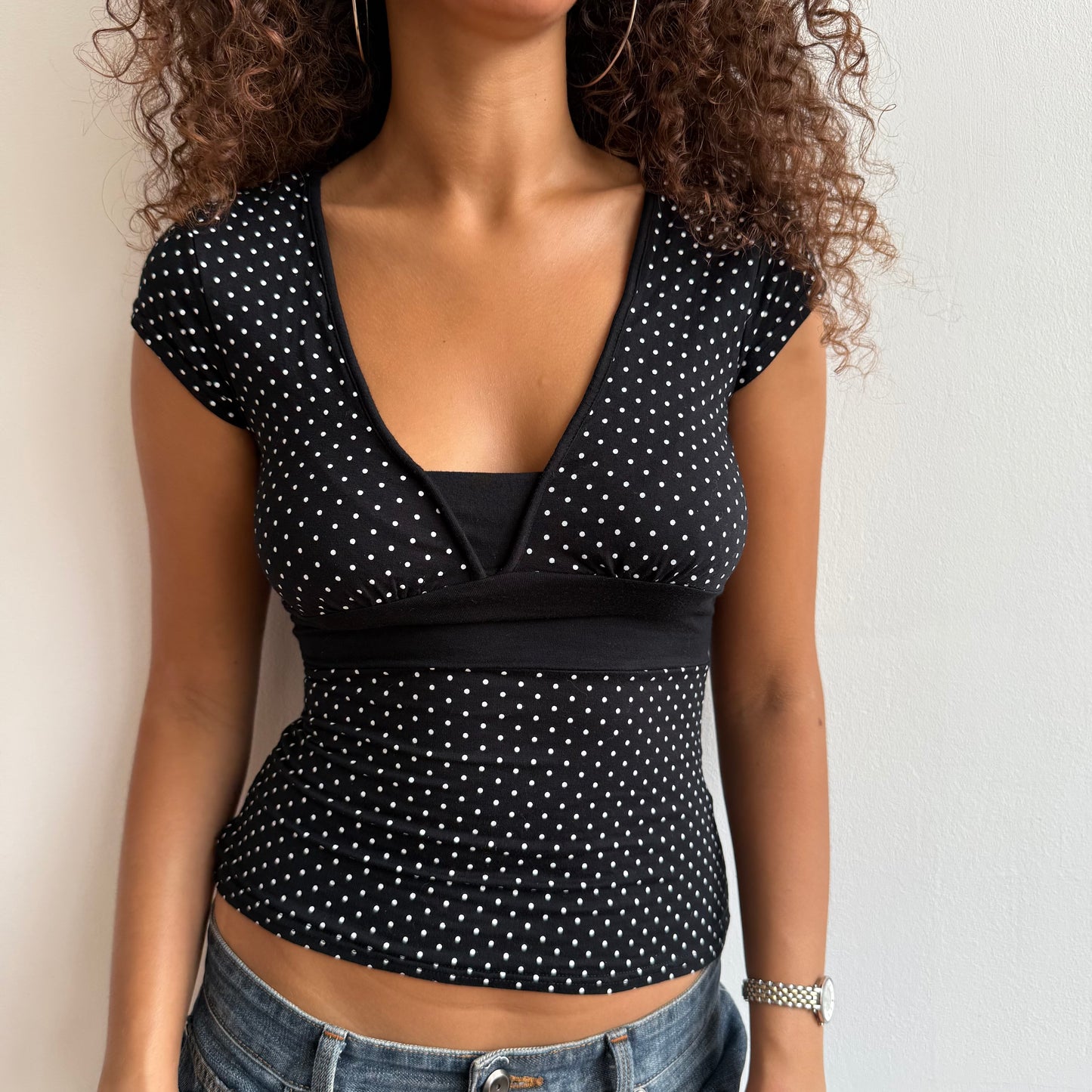 Polka dot tie top - Size S