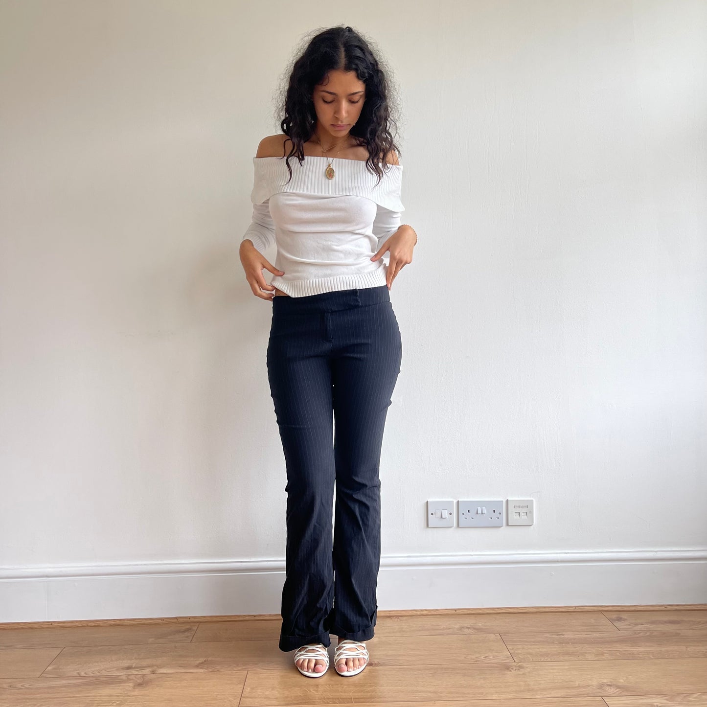 White strappy kitten heels - Size UK5.5