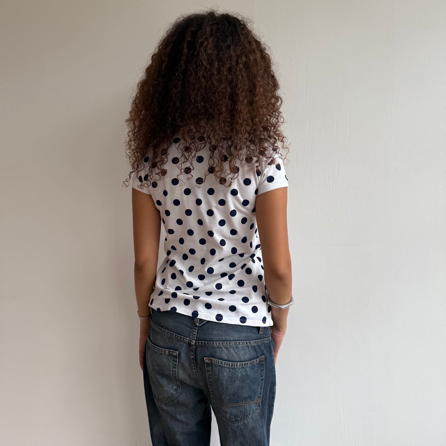 Polka dot polo top - Size M