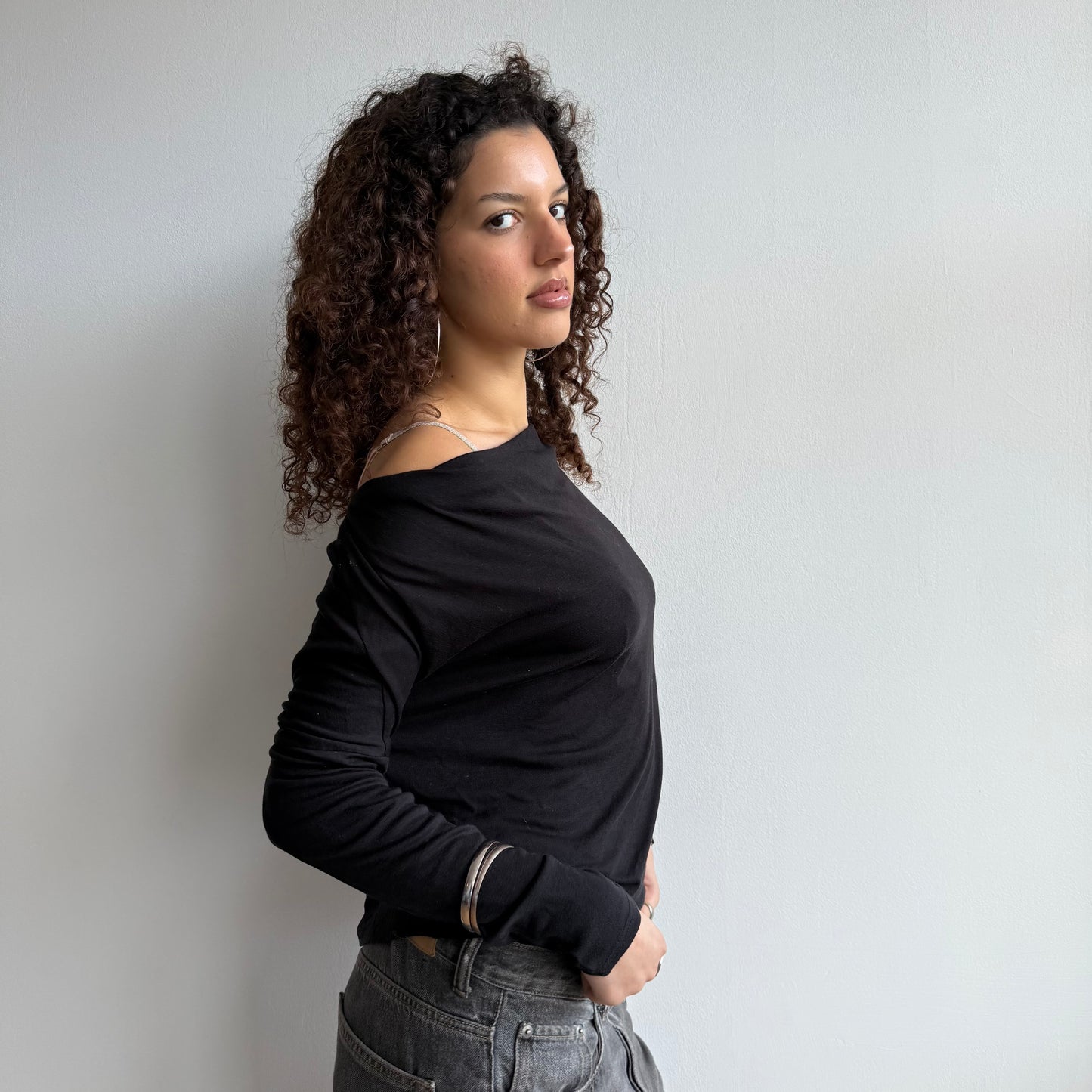 Black cowl neck top - Size S/M