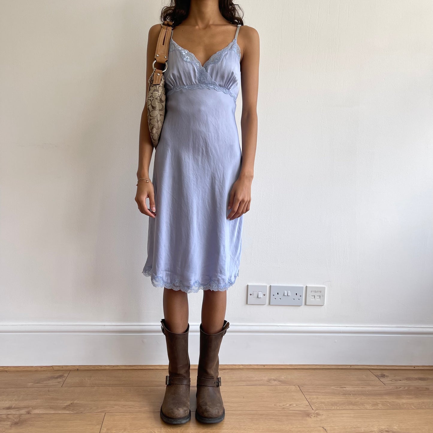 Satin lilac mini dress - Size S