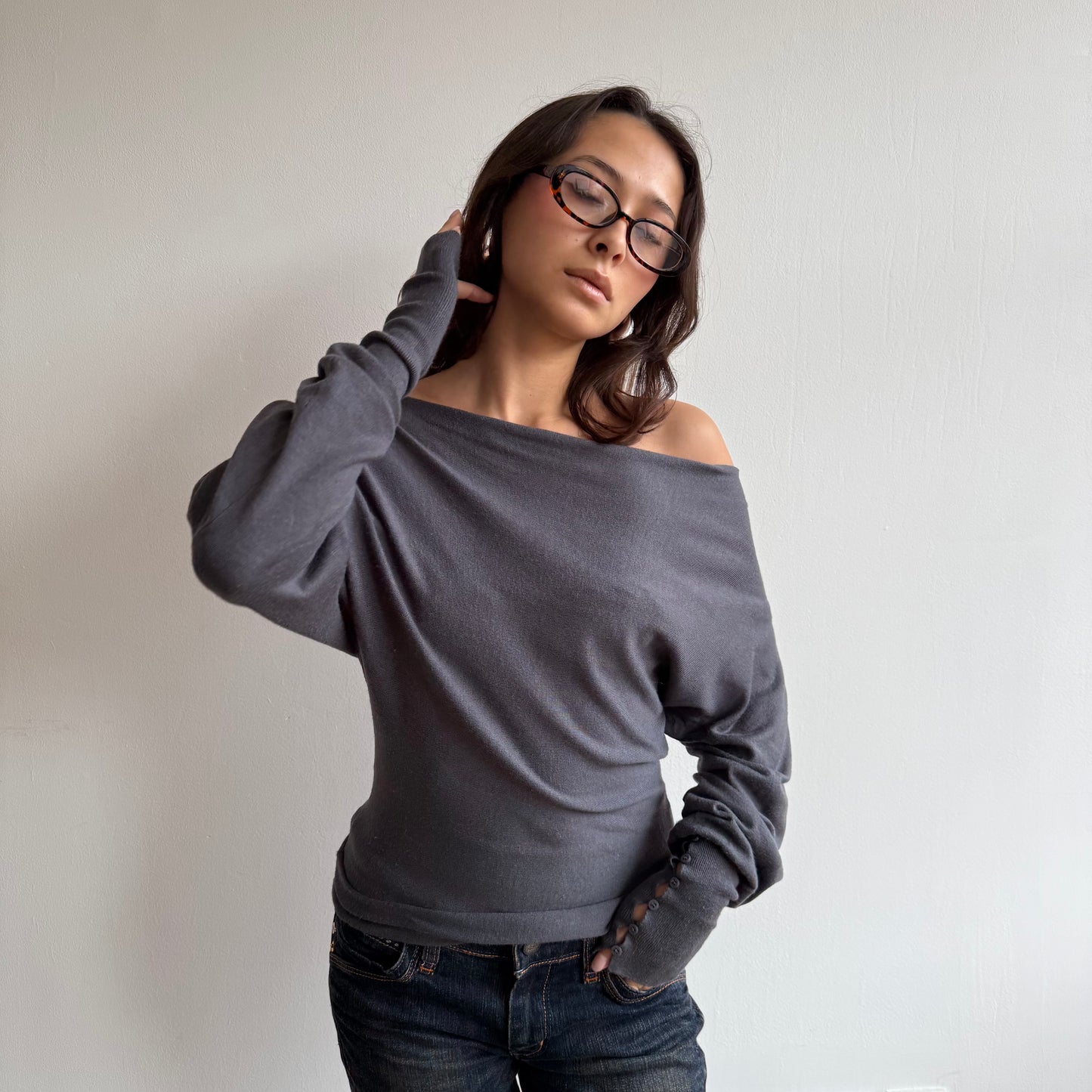 Grey slouchy knit - Size S (1)