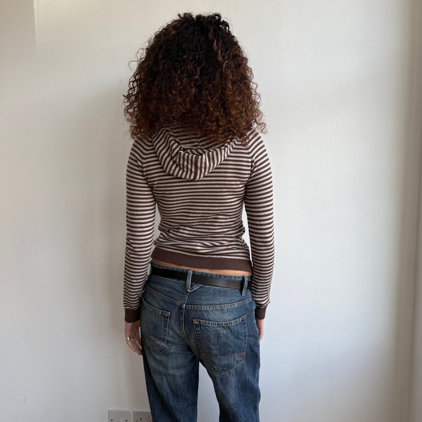 Brown striped hooded knit - Size S